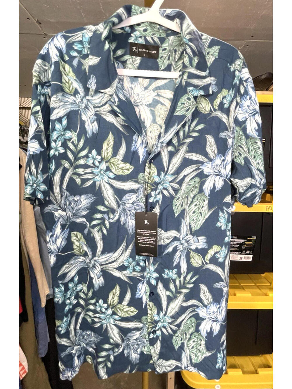 NWT Tailored Athlete Men's Blue Multi Tropical Floral Dress Shirt Button Down S